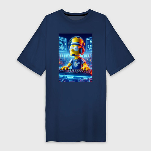 Женская футболка-платье Cool Bart Simpson - esport / Тёмно-синий – фото 1