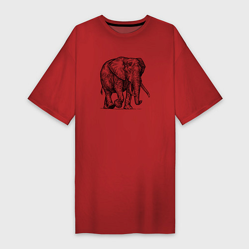 Женская футболка-платье Слон идет / Красный – фото 1