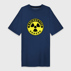 Футболка женская-платье Danger radiation sign, цвет: тёмно-синий