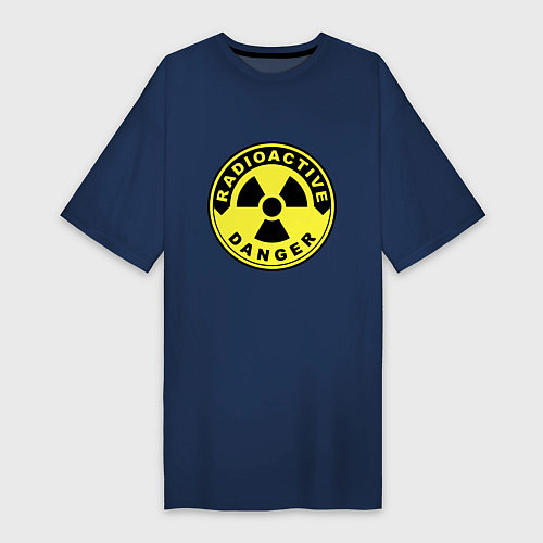 Женская футболка-платье Danger radiation sign / Тёмно-синий – фото 1