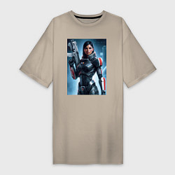 Футболка женская-платье Mass Effect -N7 armor, цвет: миндальный