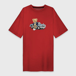 Женская футболка-платье Плюшевый медвежонок и автомобиль