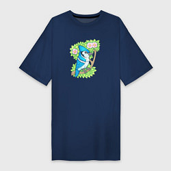 Женская футболка-платье Голубая сойка