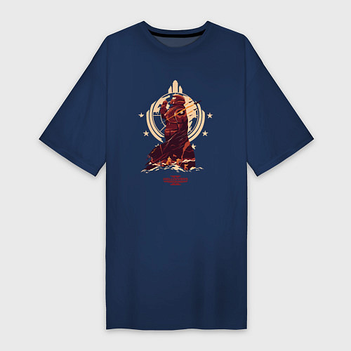 Женская футболка-платье Адские десантники с супер земли Helldivers / Тёмно-синий – фото 1