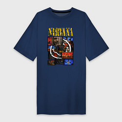 Футболка женская-платье Nirvana heart box, цвет: тёмно-синий