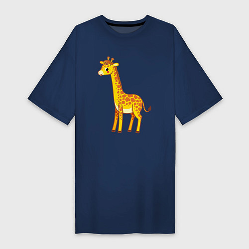 Женская футболка-платье Добрый жираф / Тёмно-синий – фото 1