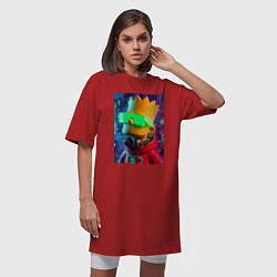 Футболка женская-платье Чувак Барт Симпсон - нейросеть, цвет: красный — фото 2