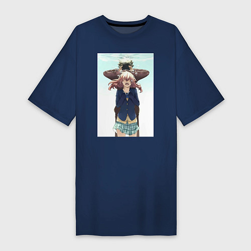 Женская футболка-платье Сёко Нисимия Сёя Исида / Тёмно-синий – фото 1