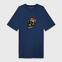 Футболка женская-платье Железный череп, цвет: тёмно-синий