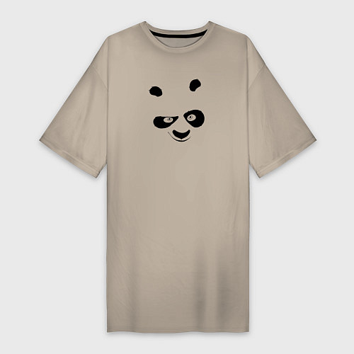 Женская футболка-платье Кунг фу панда силуэт / Миндальный – фото 1