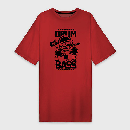 Женская футболка-платье Drum n Bass: More Bass / Красный – фото 1