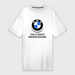Футболка женская-платье BMW Driving Machine, цвет: белый