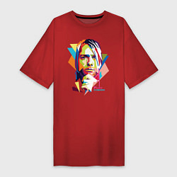 Футболка женская-платье Kurt Cobain: Colors, цвет: красный
