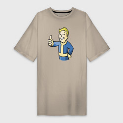 Футболка женская-платье Fallout vault boy, цвет: миндальный