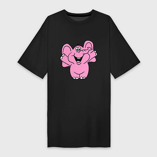 Женская футболка-платье Розовый слон / Черный – фото 1
