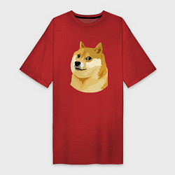 Футболка женская-платье Doge, цвет: красный