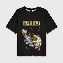 Женская футболка оверсайз Gold Fishing