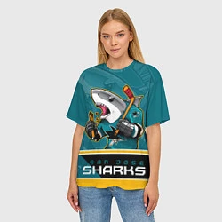 Футболка оверсайз женская San Jose Sharks, цвет: 3D-принт — фото 2