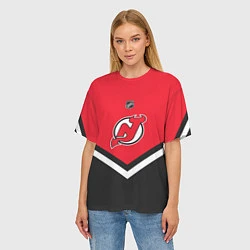 Футболка оверсайз женская NHL: New Jersey Devils, цвет: 3D-принт — фото 2