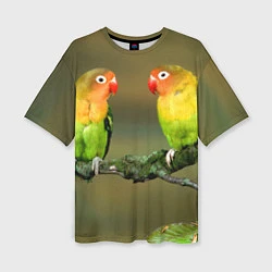 Женская футболка оверсайз Два попугая
