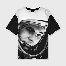 Женская футболка оверсайз Гагарин космонавт