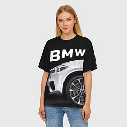 Футболка оверсайз женская BMW: White Style, цвет: 3D-принт — фото 2