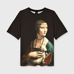 Женская футболка оверсайз Дама с горностаем