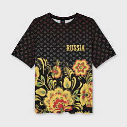 Футболка оверсайз женская Russia: black edition, цвет: 3D-принт