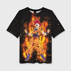 Женская футболка оверсайз Fire Goku