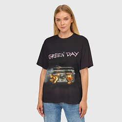 Футболка оверсайз женская Green Day магнитофон в огне, цвет: 3D-принт — фото 2