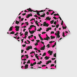 Футболка оверсайз женская Розовый леопард, цвет: 3D-принт