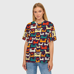 Футболка оверсайз женская Найди чёрного кота, цвет: 3D-принт — фото 2