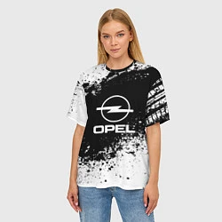 Футболка оверсайз женская Opel: Black Spray, цвет: 3D-принт — фото 2