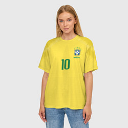 Футболка оверсайз женская Сборная Бразилии: Неймар ЧМ-2018 домашняя, цвет: 3D-принт — фото 2