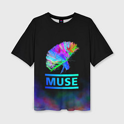 Женская футболка оверсайз Muse: Neon Flower