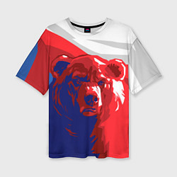 Женская футболка оверсайз Российский медведь