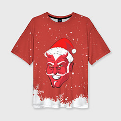 Женская футболка оверсайз Сатана Санта