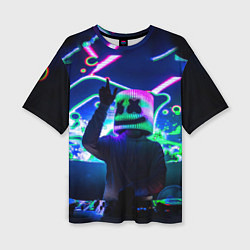 Футболка оверсайз женская Marshmello: Neon DJ, цвет: 3D-принт