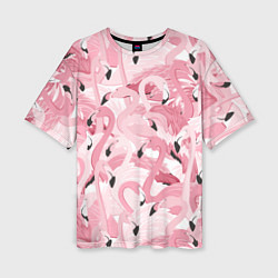 Футболка оверсайз женская Розовый фламинго, цвет: 3D-принт
