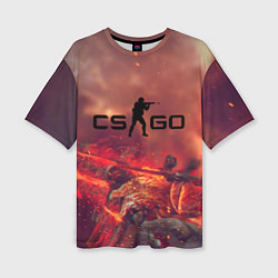 Женская футболка оверсайз CS GO logo abstract style