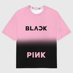 Женская футболка оверсайз Blackpink - розово-черный