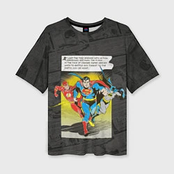 Женская футболка оверсайз Flash, Batman, Superman