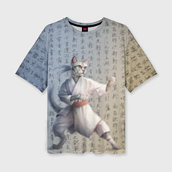 Футболка оверсайз женская Karate cat, цвет: 3D-принт