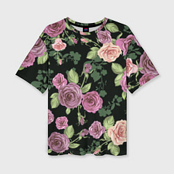 Женская футболка оверсайз Кусты роз