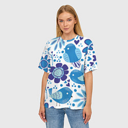 Футболка оверсайз женская Воробушки, цвет: 3D-принт — фото 2