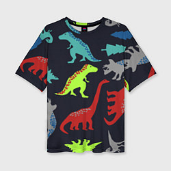 Женская футболка оверсайз Динозавры