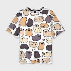 Футболка оверсайз женская Милые мопсы, цвет: 3D-принт