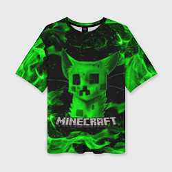 Футболка оверсайз женская MINECRAFT CREEPER CAT, цвет: 3D-принт