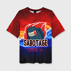 Женская футболка оверсайз Among us sabotage