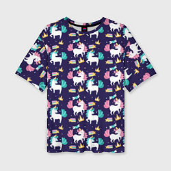 Женская футболка оверсайз Unicorn pattern